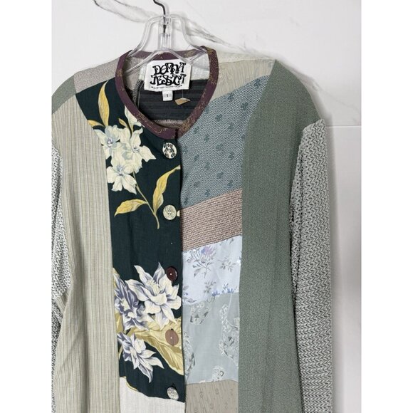 Vintage Donna Jessica Jacket Womens Sz 1 / L Patchwork Art To Wear Lagenlook - Picture 2 of 6